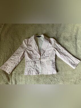 Express Pink Striped Blazer with Subtle Green Accents